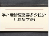 学产后修复需要多少钱(产后修复学费)