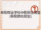 阜阳商业学校中职招生简章(阜阳商校招生)