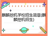 麒麟挖机学校招生简章(麒麟挖机招生)