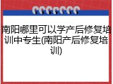 南阳哪里可以学产后修复培训中专生(南阳产后修复培训)