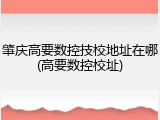 肇庆高要数控技校地址在哪(高要数控校址)