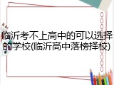 临沂考不上高中的可以选择的学校(临沂高中落榜择校)