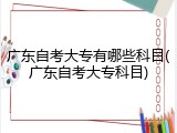 广东自考大专有哪些科目(广东自考大专科目)
