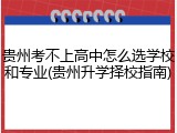 贵州考不上高中怎么选学校和专业(贵州升学择校指南)
