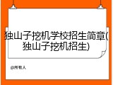 独山子挖机学校招生简章(独山子挖机招生)