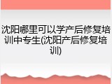 沈阳哪里可以学产后修复培训中专生(沈阳产后修复培训)