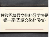 甘孜巴塘县文化补习学校是哪一家(巴塘文化补习校)
