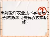 黑河爱辉农业技术学校单招分数线(黑河爱辉农校单招线)