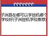 子洲县在哪可以学挖机哪个学校好(子洲挖机学校推荐)