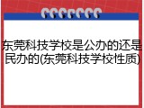 东莞科技学校是公办的还是民办的(东莞科技学校性质)