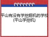 平山有没有学挖掘机的学校(平山学挖机)