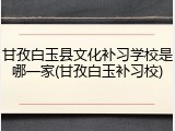 甘孜白玉县文化补习学校是哪一家(甘孜白玉补习校)