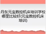 丹东元宝数控机床培训学校哪里比较好(元宝数控机床培训)