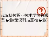 武汉科技职业技术学校有哪些专业(武汉科技职校专业)