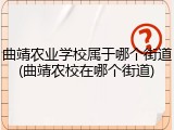 曲靖农业学校属于哪个街道(曲靖农校在哪个街道)