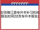 甘孜雅江县专升本补习机构报名时间(甘孜专升本报名)