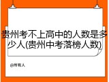 贵州考不上高中的人数是多少人(贵州中考落榜人数)