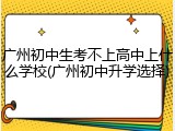 广州初中生考不上高中上什么学校(广州初中升学选择)