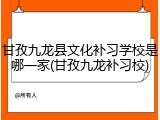 甘孜九龙县文化补习学校是哪一家(甘孜九龙补习校)