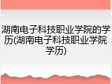 湖南电子科技职业学院的学历(湖南电子科技职业学院学历)