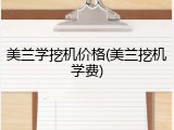 美兰学挖机价格(美兰挖机学费)