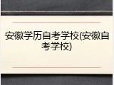 安徽学历自考学校(安徽自考学校)
