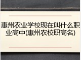 惠州农业学校现在叫什么职业高中(惠州农校职高名)
