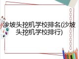 沙坡头挖机学校排名(沙坡头挖机学校排行)