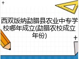 西双版纳勐腊县农业中专学校哪年成立(勐腊农校成立年份)