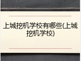 上城挖机学校有哪些(上城挖机学校)