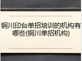 铜川印台单招培训的机构有哪些(铜川单招机构)