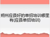 朔州应县好的单招培训哪里有(应县单招培训)