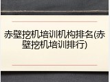赤壁挖机培训机构排名(赤壁挖机培训排行)