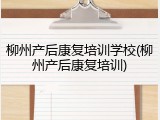 柳州产后康复培训学校(柳州产后康复培训)