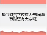 毕节财贸学校有大专吗(毕节财贸有大专吗)