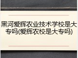 黑河爱辉农业技术学校是大专吗(爱辉农校是大专吗)