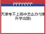 天津考不上高中怎么办?(津升学出路)