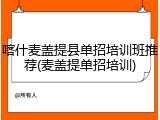 喀什麦盖提县单招培训班推荐(麦盖提单招培训)