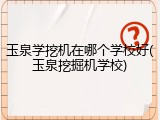 玉泉学挖机在哪个学校好(玉泉挖掘机学校)