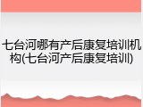 七台河哪有产后康复培训机构(七台河产后康复培训)