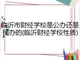 临沂市财经学校是公办还是民办的(临沂财经学校性质)