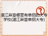湛江麻章哪里有单招的大专学校(湛江麻章单招大专)