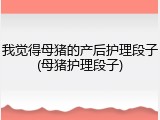 我觉得母猪的产后护理段子(母猪护理段子)