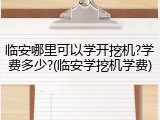 临安哪里可以学开挖机?学费多少?(临安学挖机学费)
