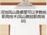 河池凤山县哪里可以学数控职高技术(凤山数控职高培训)