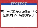西宁产后修复师培训的学校在哪(西宁产后修复培训)