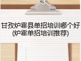 甘孜炉霍县单招培训哪个好(炉霍单招培训推荐)