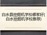 白水县挖掘机学校哪家好(白水挖掘机学校推荐)