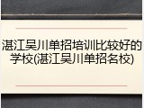 湛江吴川单招培训比较好的学校(湛江吴川单招名校)
