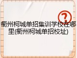 衢州柯城单招集训学校在哪里(衢州柯城单招校址)